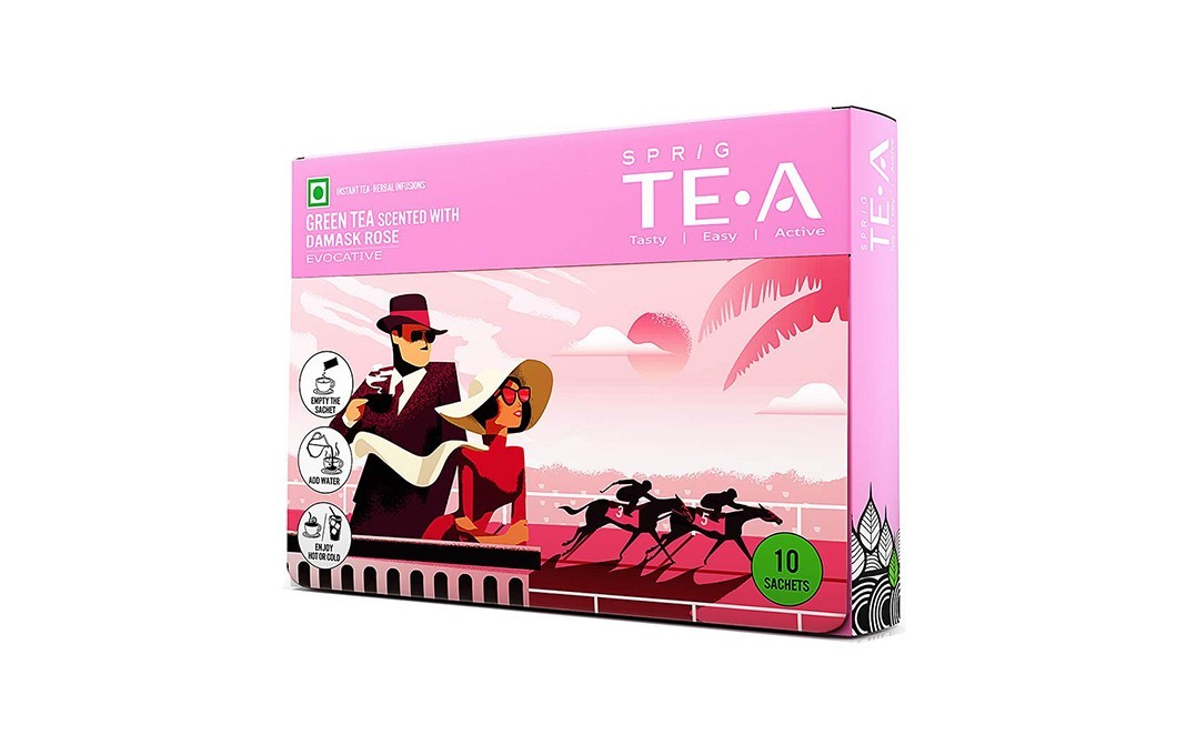 Sprig Green Tea Scented With Damask Rose   Pack  10 pcs